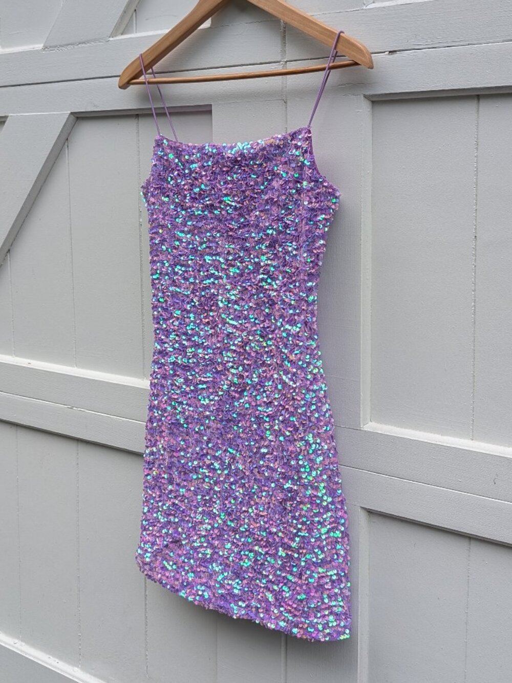Thirty/Thirty LA Iridescent Lilac Purple Sequin Bodycon Mini Dress L